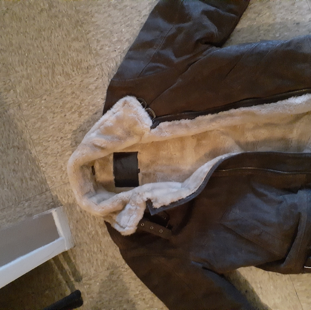 Brown leather suede jacket